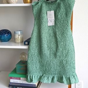 Zara textured weave mini dress - green